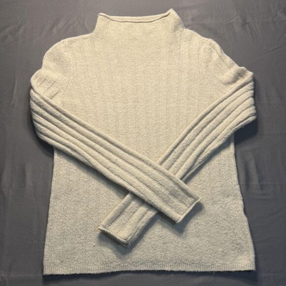 Madewell Sweater Womens XS White Mock Neck Ribbed Knit Long Sleeve Pullover - Picture 1 of 11